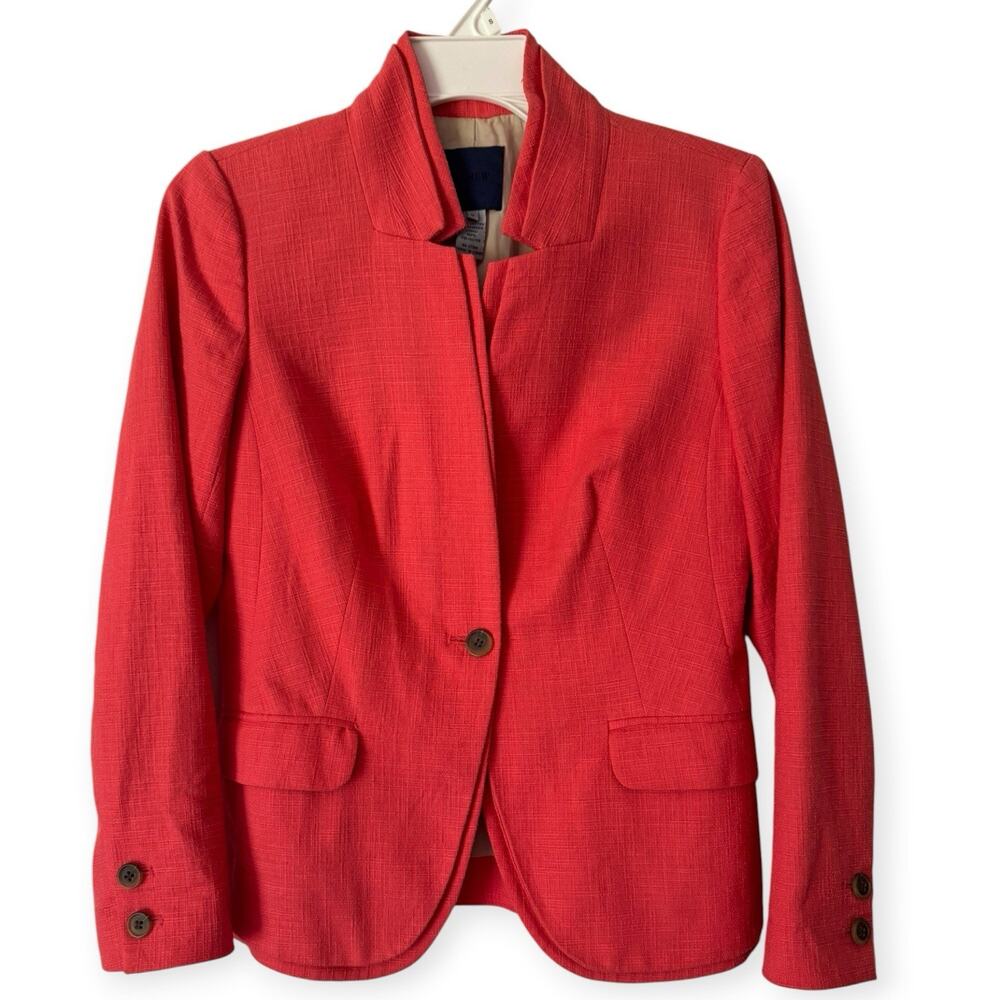J. Crew Textured Cotton Single Breasted Coral Blazer Jacket Size 0